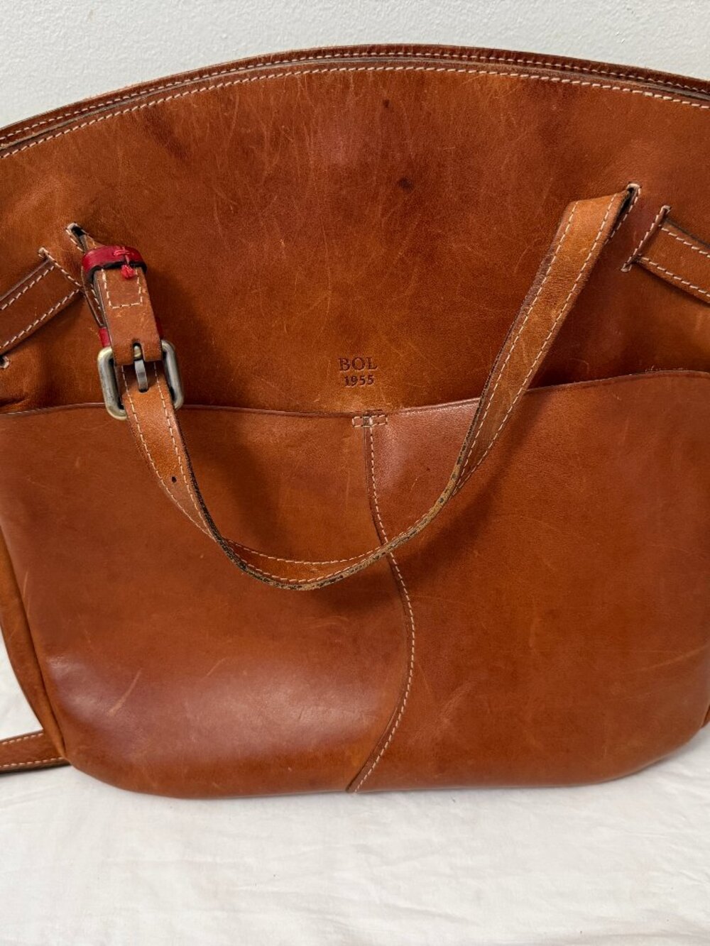 Boldrini Selleria Cognac Leather Tote – Genuine Vacchetta Leather, Made in Italy